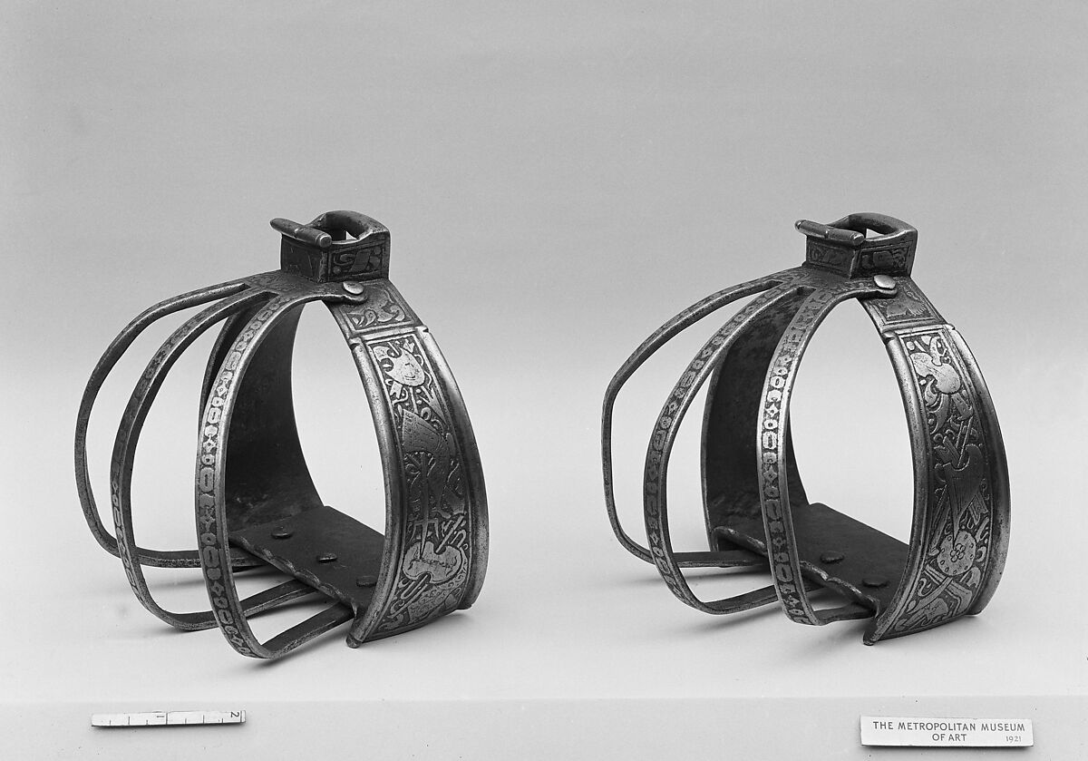 Pair of Stirrups from a Horse Armor Made for a Member of the Collalto Family, Iron alloy, Italian, probably Milan 