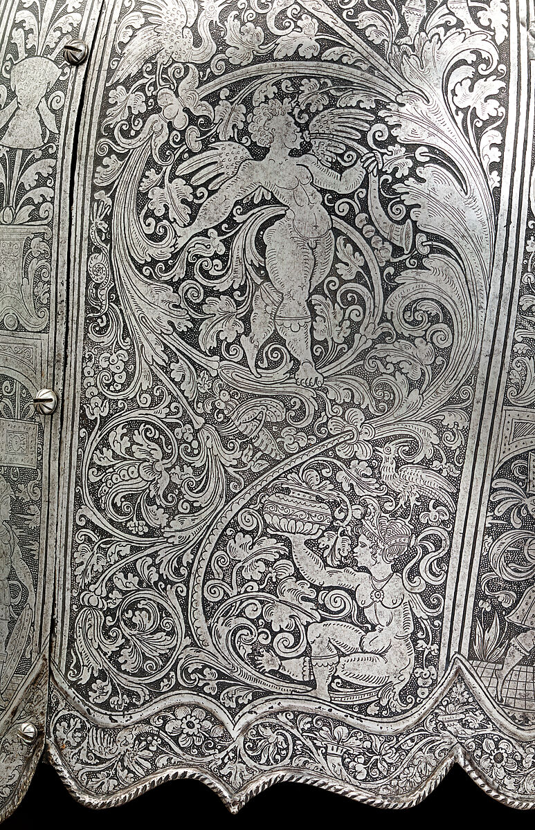 Horse Armor Probably Made for Count  Antonio IV Collalto (1548–1620), Steel, leather, copper alloy, textile, Italian, probably Brescia