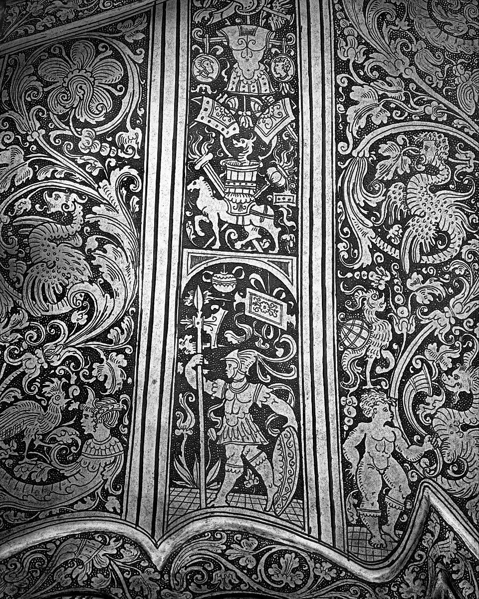 Horse Armor Probably Made for Count  Antonio IV Collalto (1548–1620), Steel, leather, copper alloy, textile, Italian, probably Brescia