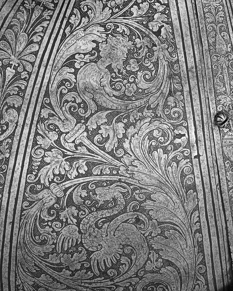 Horse Armor Probably Made for Count  Antonio IV Collalto (1548–1620), Steel, leather, copper alloy, textile, Italian, probably Brescia