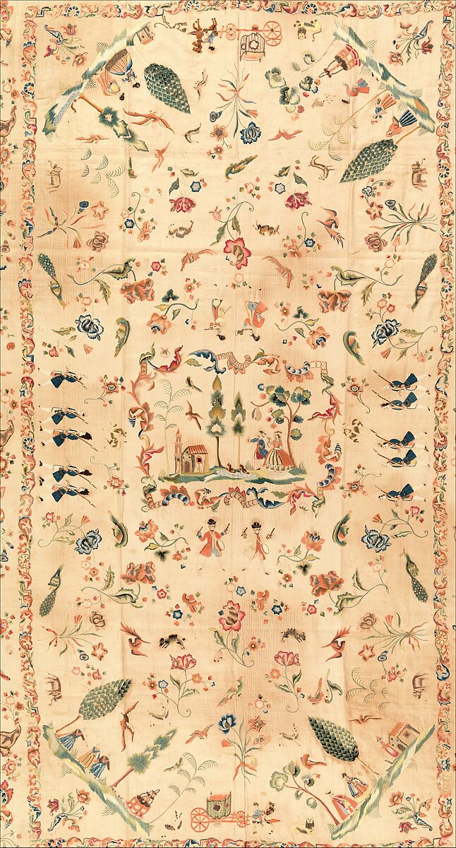 Cover, Silk and metal thread on silk, Spanish