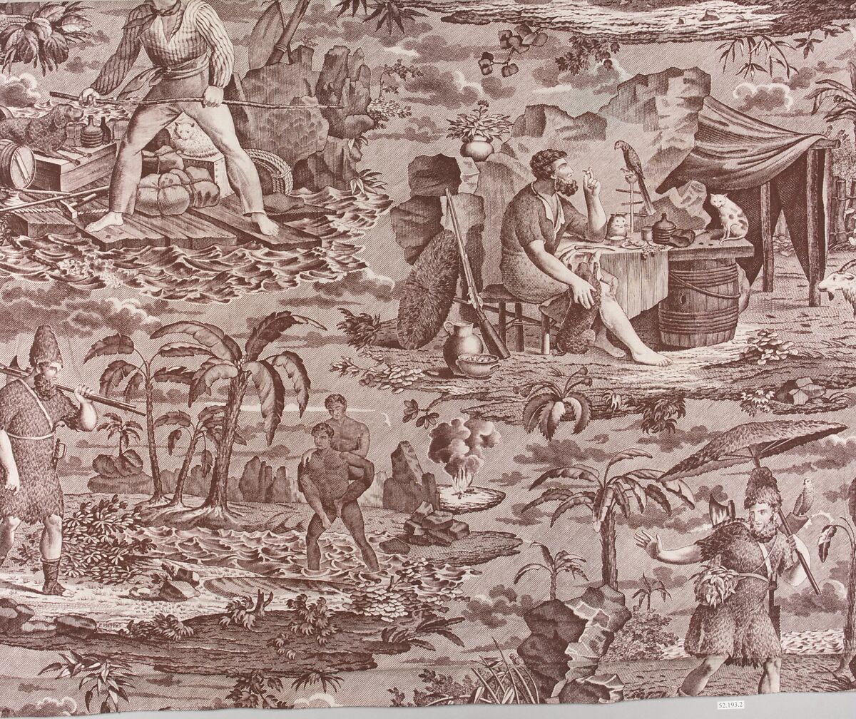 Episodes of Robinson Crusoe, F. Pieters, Cotton, French, Rouen or Jouy