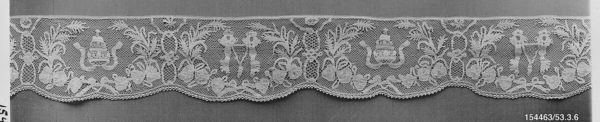 Border, Bobbin lace, possibly Spanish 