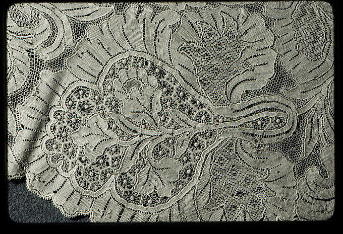 Pair of lappets, Needle lace, Italian, Venice or Flemish, Brussels