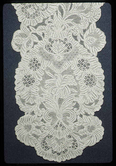 Pair of lappets, Needle lace, Italian, Venice or Flemish, Brussels 