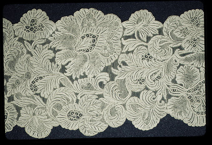 Pair of lappets, Needle lace, Italian, Venice or Flemish, Brussels