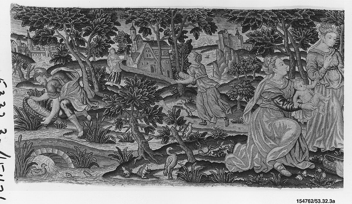 Valance with The Story of Moses, Adapted from a woodcut by Bernard Salomon (French, ca. 1508–ca. 1561), Silk and wool on canvas, French