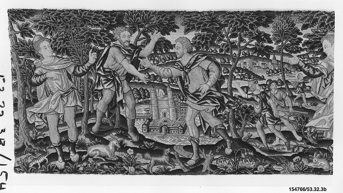 Valance with The Story of Moses, Adapted from a woodcut by Bernard Salomon (French, ca. 1508–ca. 1561), Silk and wool on canvas, French