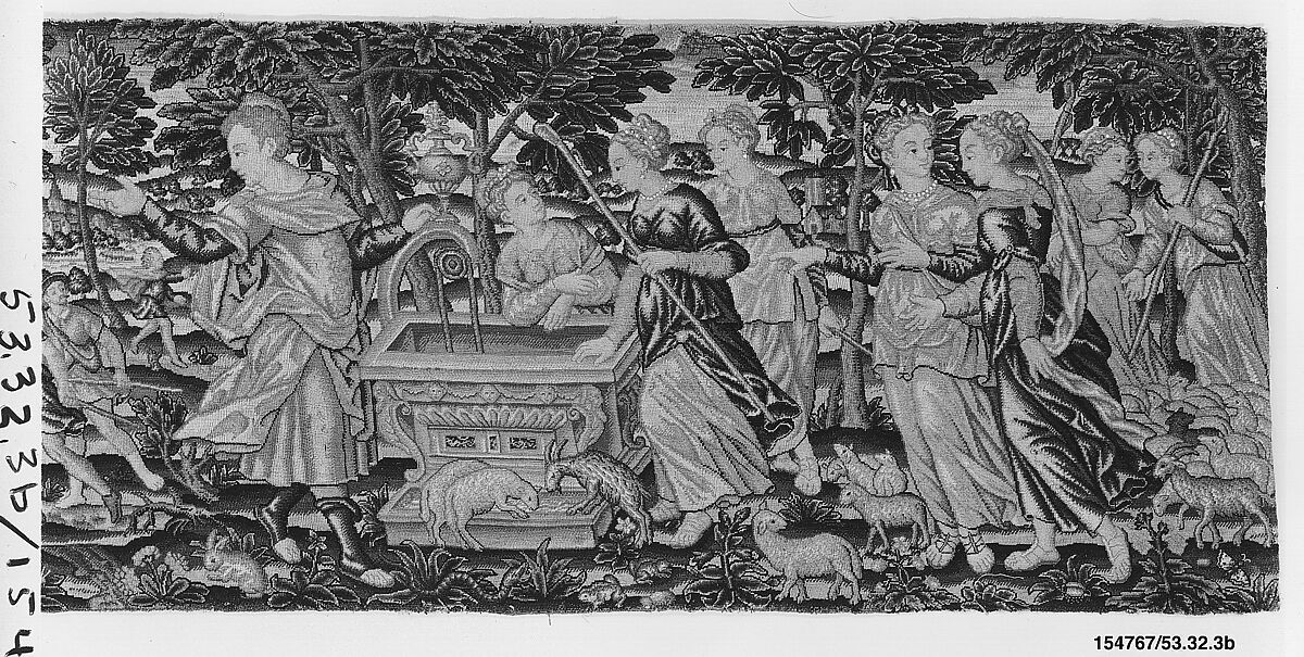 Valance with The Story of Moses, Adapted from a woodcut by Bernard Salomon (French, ca. 1508–ca. 1561), Silk and wool on canvas, French 