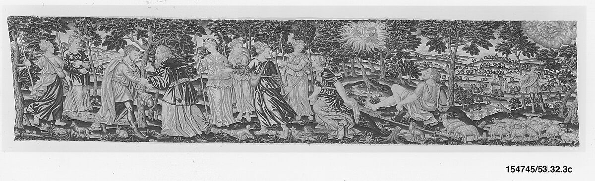 Valance with The Story of Moses, Adapted from a woodcut by Bernard Salomon (French, ca. 1508–ca. 1561), Silk and wool on canvas, French 