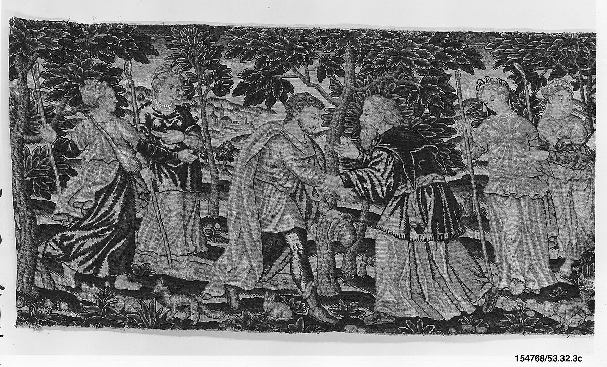 Valance with The Story of Moses, Adapted from a woodcut by Bernard Salomon (French, ca. 1508–ca. 1561), Silk and wool on canvas, French