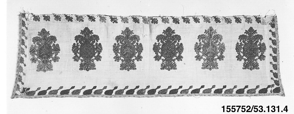 Piece of valance, Silk on linen, Greek Islands, Rhodes 