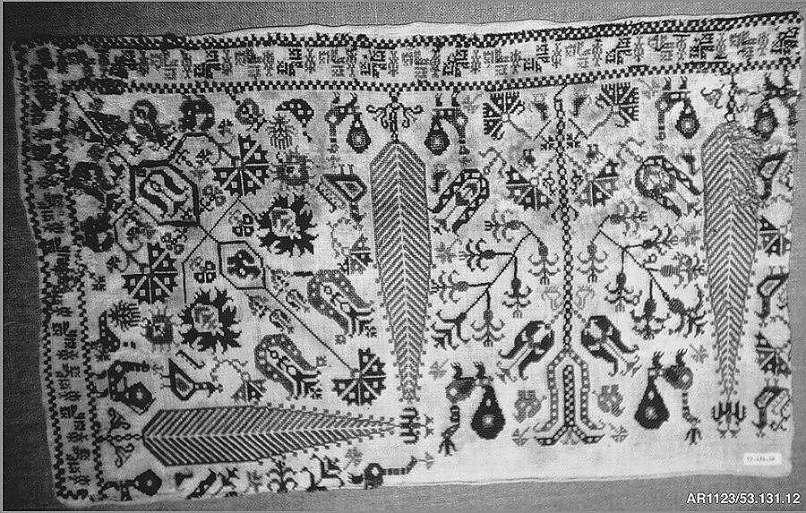 Corner piece, Silk on linen, Greek, Ionian Islands