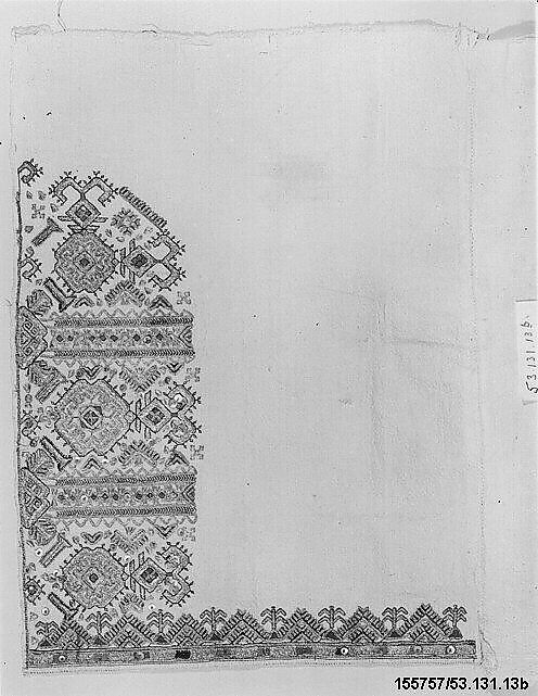 Pair of sleeves, Wool and metal thread on cotton, Greek, Attica