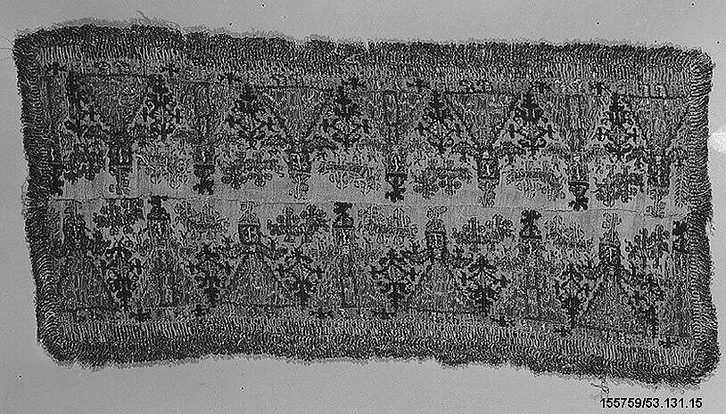 Scarf ends, Silk and metal thread on linen, Greek Islands, Dodecanese, Astypalaia 