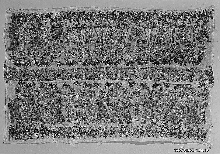 Scarf ends, Silk and metal thread on silk, Greek Islands, Dodecanese, possibly Astypalaia 