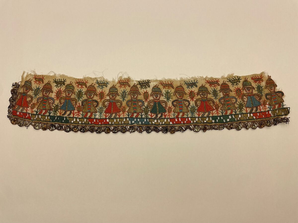 Scarf end, Silk and metal on silk (?), Greek Islands, Dodecanese, possibly Astypalaia
