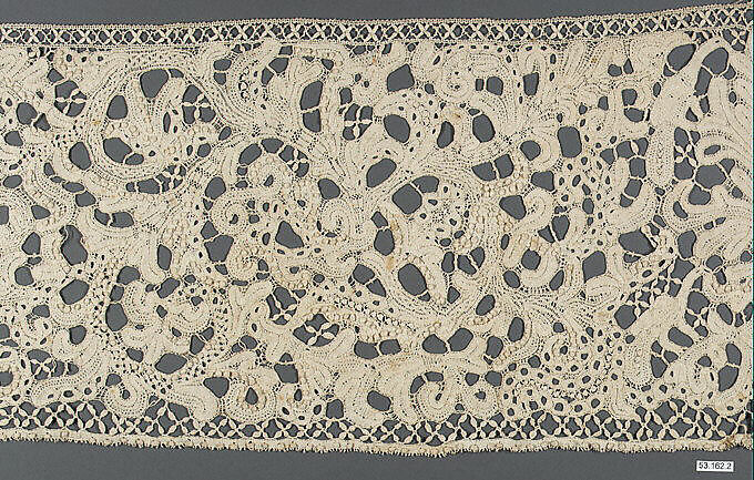 Border, Bobbin lace, Italian, Genoa 