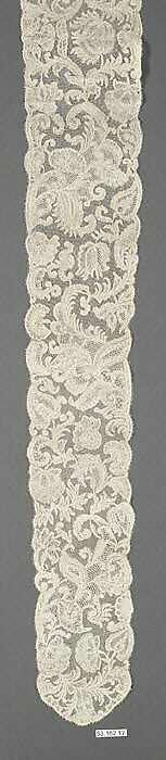 Joined pair of lappets, Bobbin lace, point d'Angleterre, Flemish, Brussels