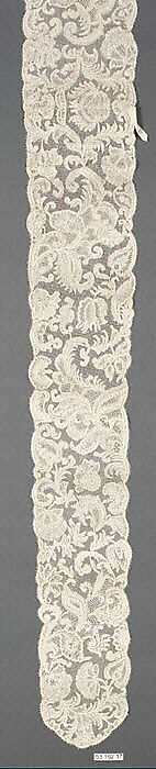 Joined pair of lappets, Bobbin lace, point d'Angleterre, Flemish, Brussels 