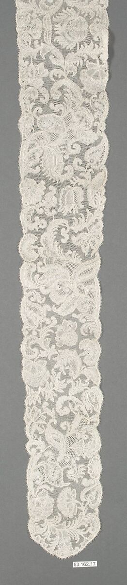 Joined pair of lappets, Bobbin lace, point d'Angleterre, Flemish, Brussels