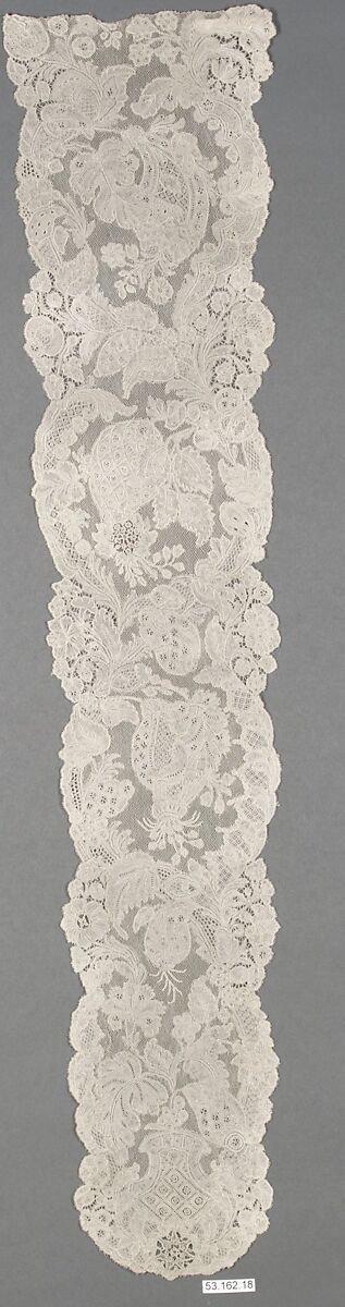 Pair of lappets, Bobbin lace, point d'Angleterre, Flemish, Brussels