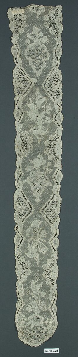 Lappets (one of a pair), Needle lace, point d’Alençon, French