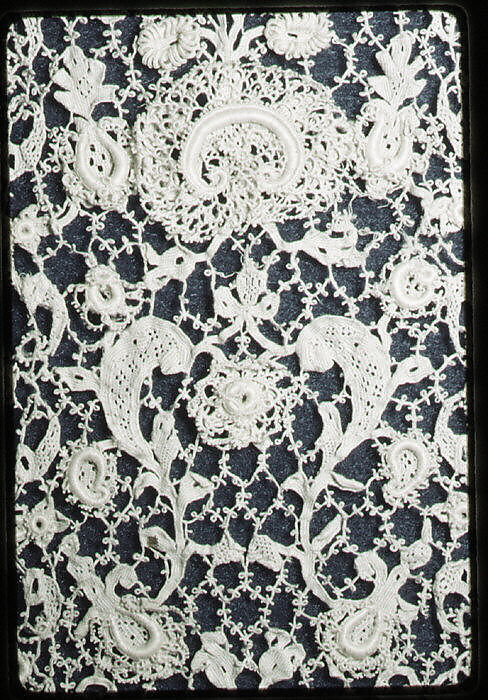 Lappet (one of a pair), Needle lace, Italian, Venice