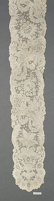 Pair of lappets, Bobbin lace, point d'Angleterre, Flemish, Brussels 