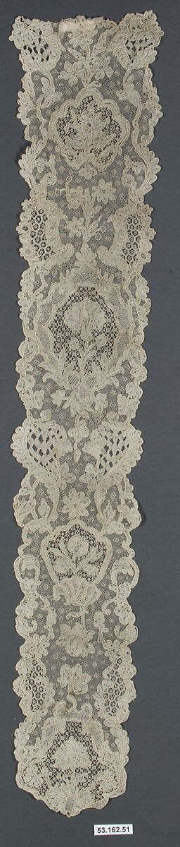Lappet (one of a pair), Needle lace, point d’Alençon, French