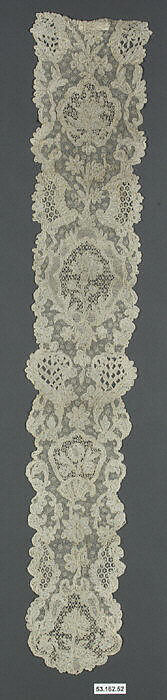 Lappet (one of a pair), Needle lace, point d’Alençon, French 