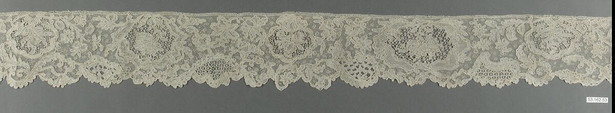 Matching border to pair of lappets, Needle lace, point d’Alençon, French