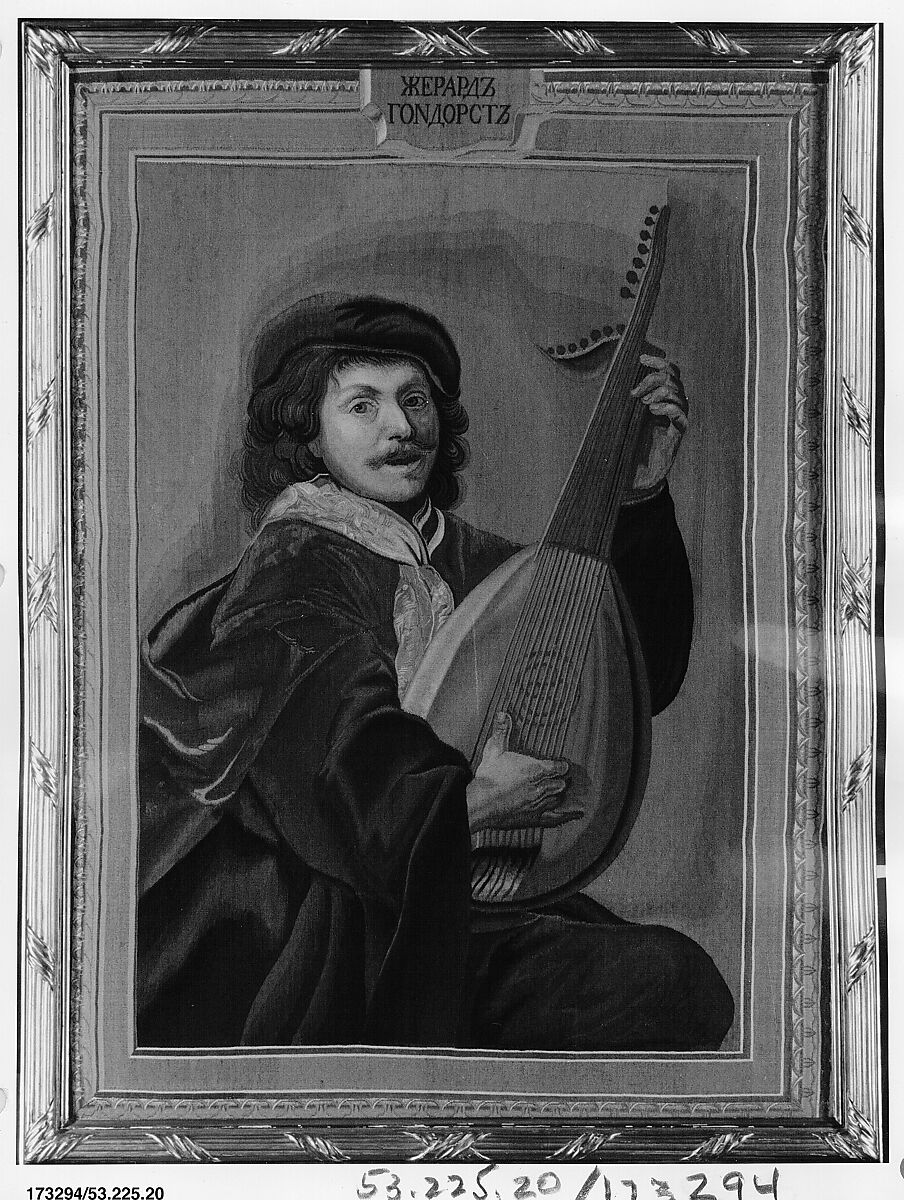 Man with a Lute, Imperial Russian Tapestry Manufactory, Saint Petersburg, Wool, metal thread (20-25 warps per inch, 8-10 per cm.), Russian 