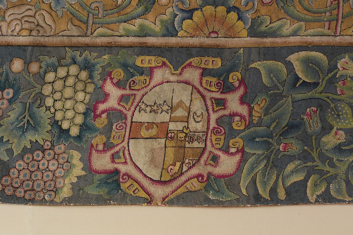 Table carpet fragment, Canvas worked with wool and silk thread; tent stitch, British