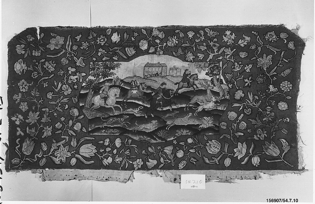 Panel for a settee, Wool and silk on canvas, British 