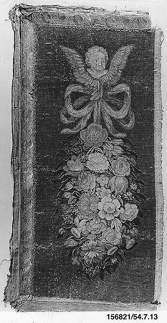 Pair of panels, Silk and metal thread on canvas, Italian 