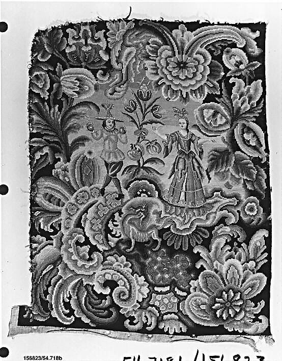 Chair seat and back, Silk and wool on canvas, French