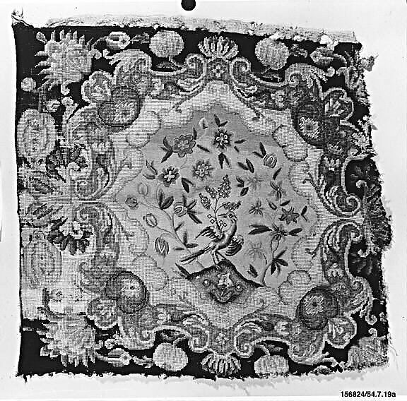 Chair seat and back, Silk and wool on canvas, French