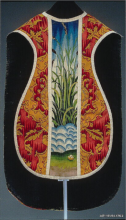 Chasuble with the Gathering of the Manna, After a print by Hieronymus (Jerome) Wierix (Netherlandish, ca. 1553–1619 Antwerp), Wool, silk, linen (16-18 warps per inch, 6-7 per cm.), Netherlandish, probably Gouda