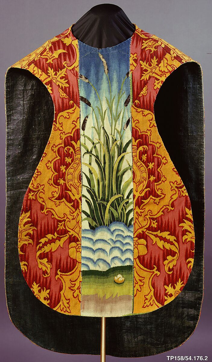 Chasuble with the Gathering of the Manna, After a print by Hieronymus (Jerome) Wierix (Netherlandish, ca. 1553–1619 Antwerp), Wool, silk, linen (16-18 warps per inch, 6-7 per cm.), Netherlandish, probably Gouda