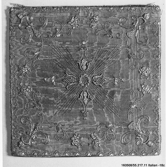 Burse (part of a set), Metal thread on silk, Italian