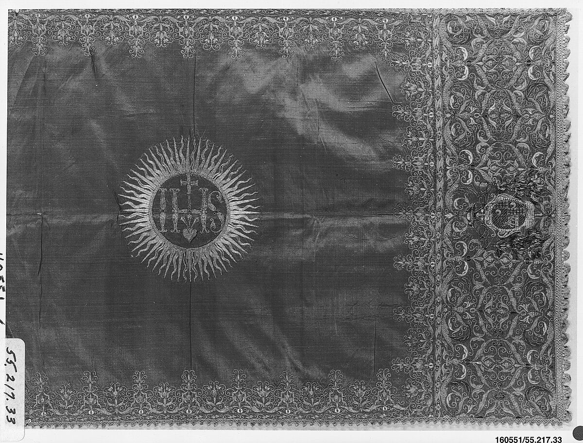 Altar frontal, Silk and metal thread on silk, Italian 