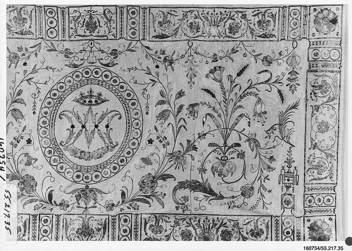 Altar frontal, Metal thread on silk, possibly French
