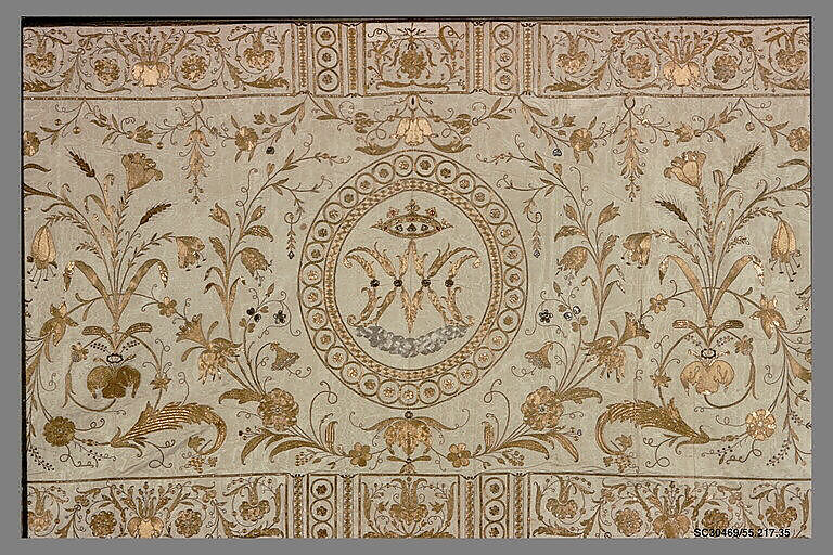 Altar frontal, Metal thread on silk, possibly French 