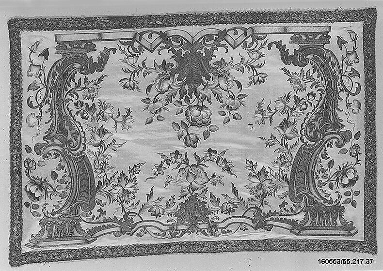 Panel, Silk and metal thread on silk, Italian, Genoa 