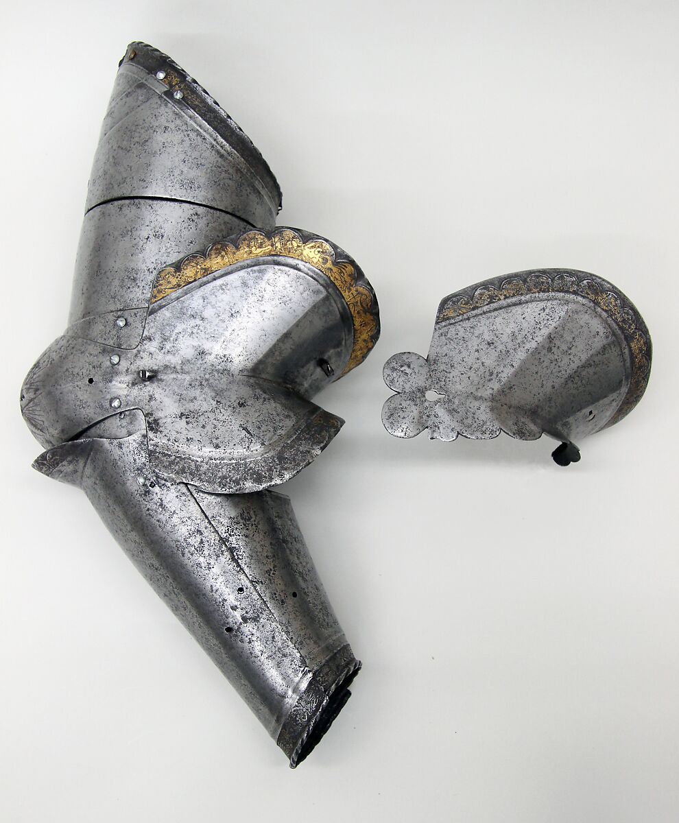 Arm Defense for Right Arm, Steel, gold, German, probably Augsburg 
