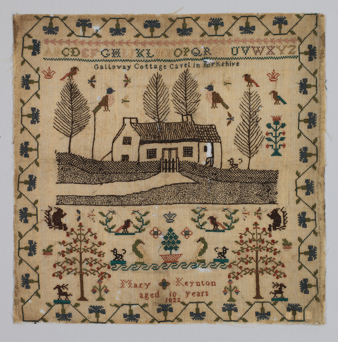 Sampler, Silk on wool, British 