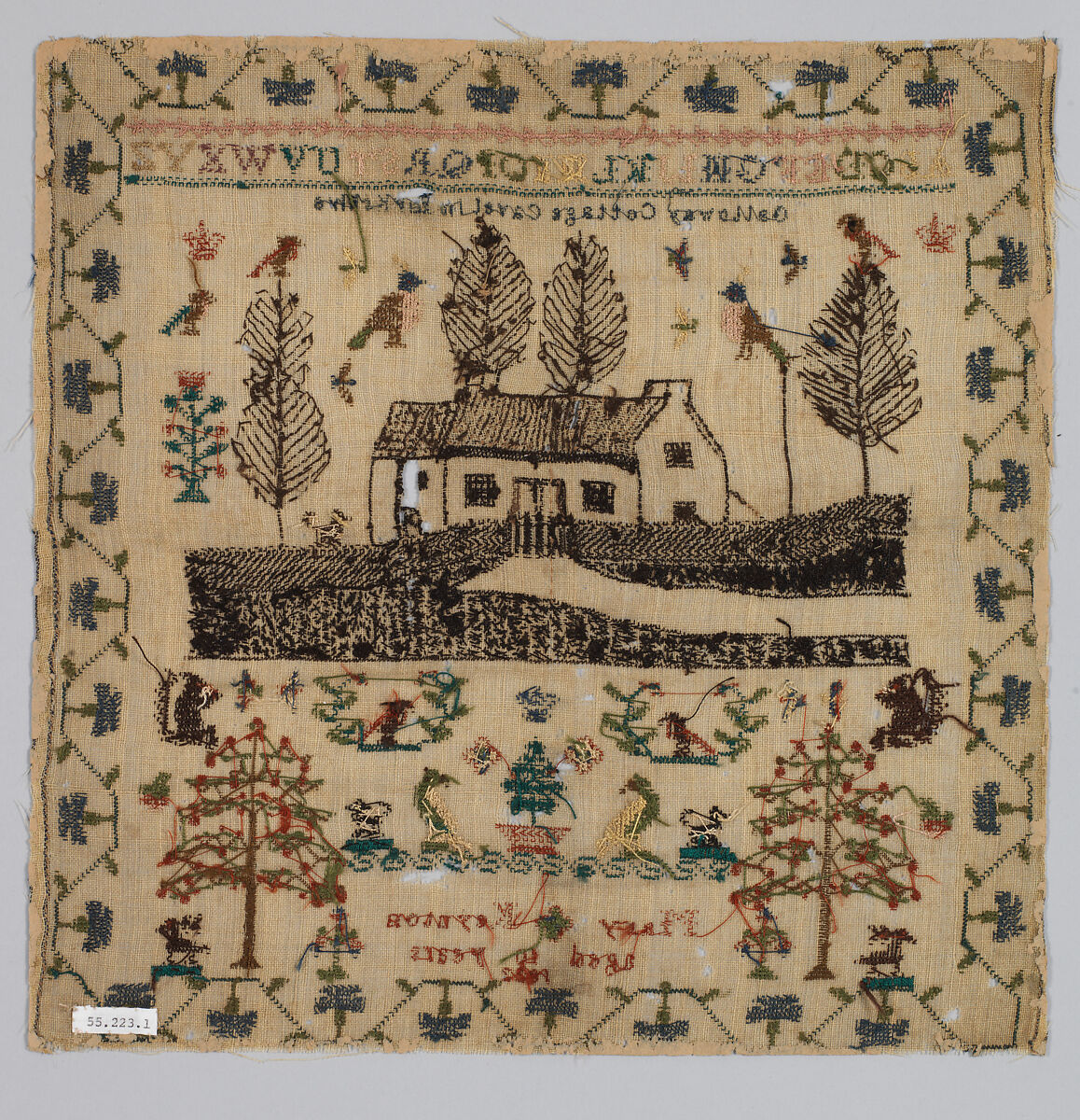 Sampler, Silk on wool, British