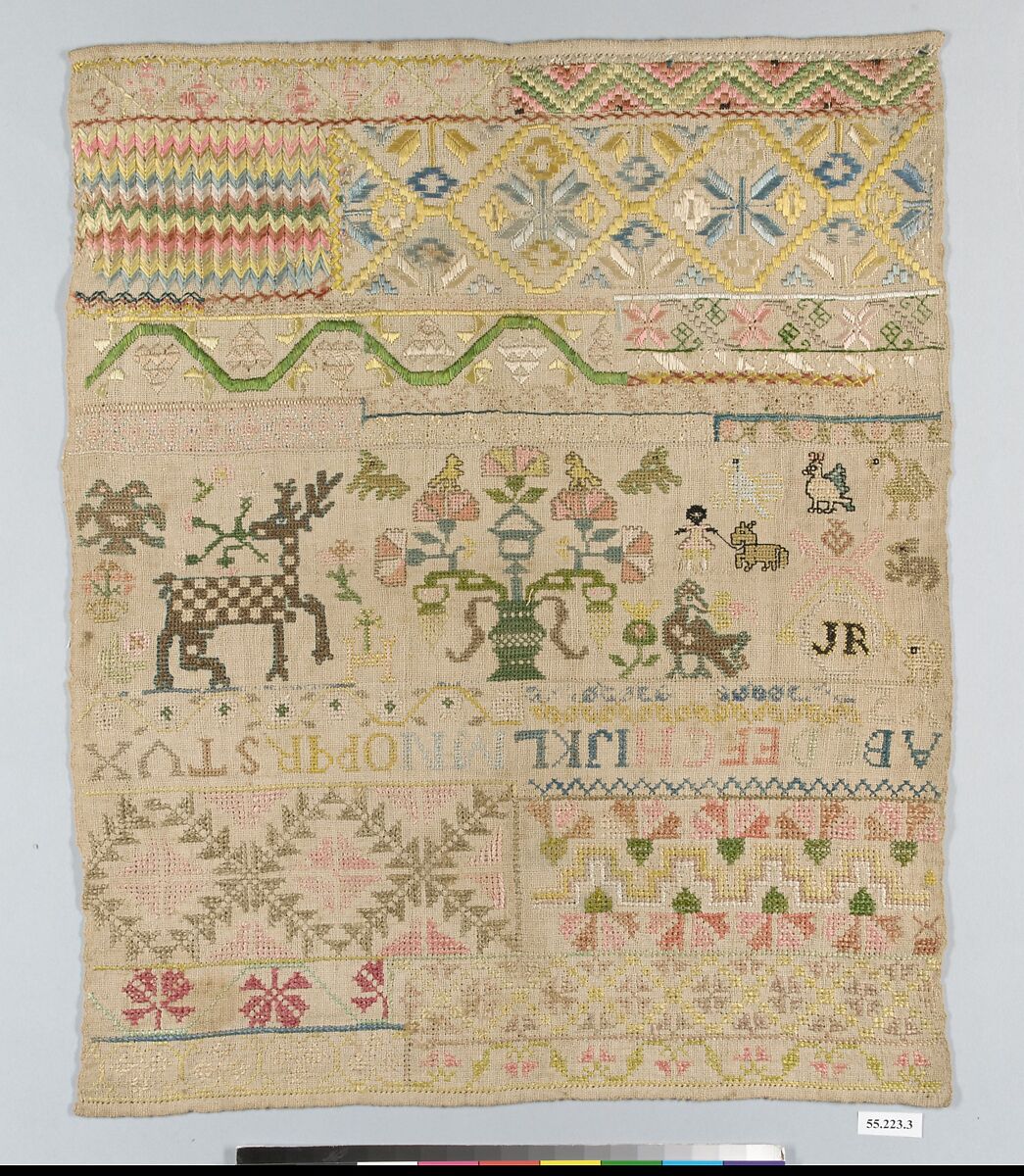 Sampler, Cotton and silk, Mexican
