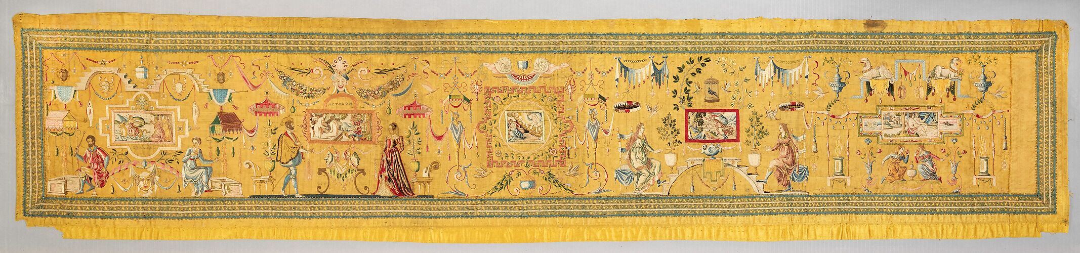 Embroidered panel with Grotesque decoration
